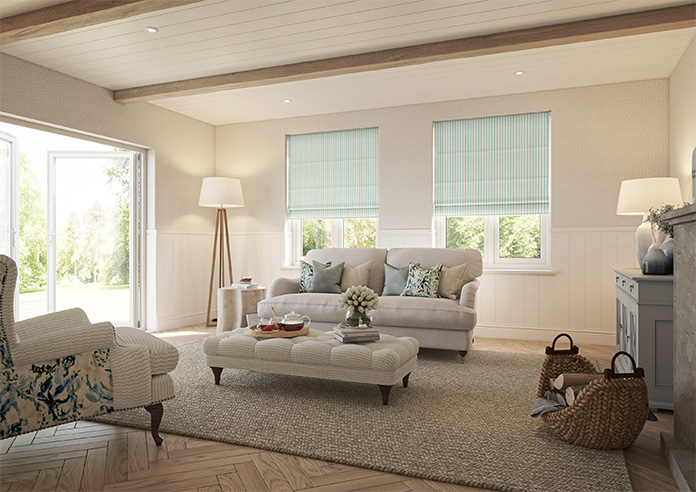 Vintage Stripe, Aqua - Twist&Fit Roman Blind - Image 6